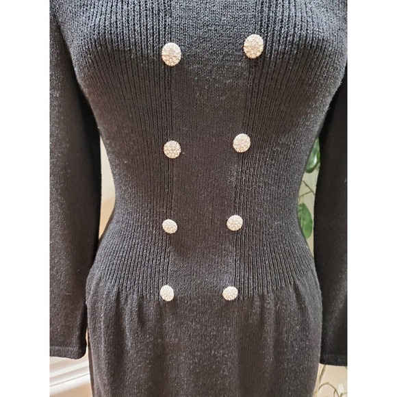 Don Sayres For Wellmore Black Wool Round Neck Long Sleeve Knee Length Dress 6P - Picture 3 of 9